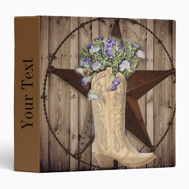 rustic barn wood wildflower Western country cowboy Binder (Front/Spine)