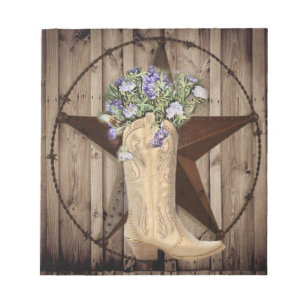 rustic barn wood wildflower Western country cowboy Notepad