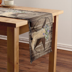 rustic barn wood wildflower Western country cowboy Short Table Runner