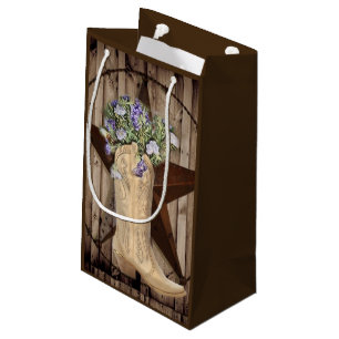 rustic barn wood wildflower Western country cowboy Small Gift Bag