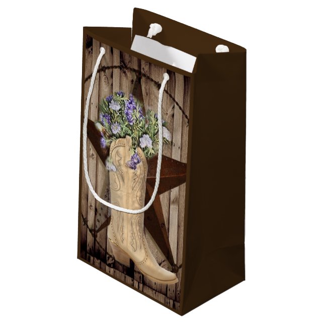 rustic barn wood wildflower Western country cowboy Small Gift Bag (Back Angled)