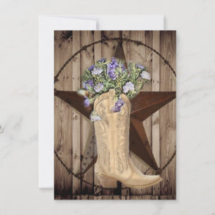 rustic barn wood wildflower western star cowgirl thank you card