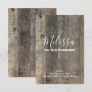 rustic barn wood will you be my bridesmaid invitation