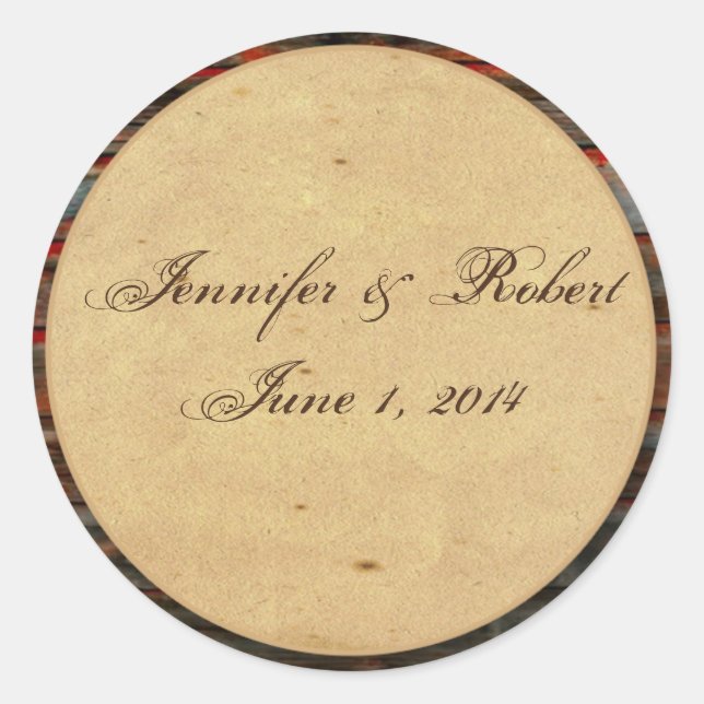 Rustic Barn Wood with Graffiti Heart Envelope Seal (Front)