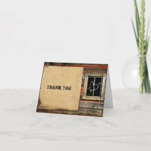 Rustic Barn Wood with Graffiti Heart Thank You Card
