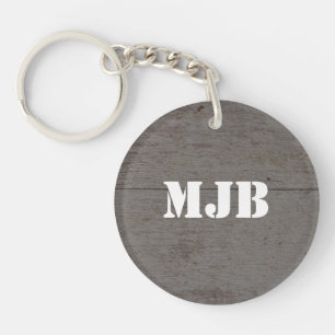 Rustic barn wood with monogram or name keychain