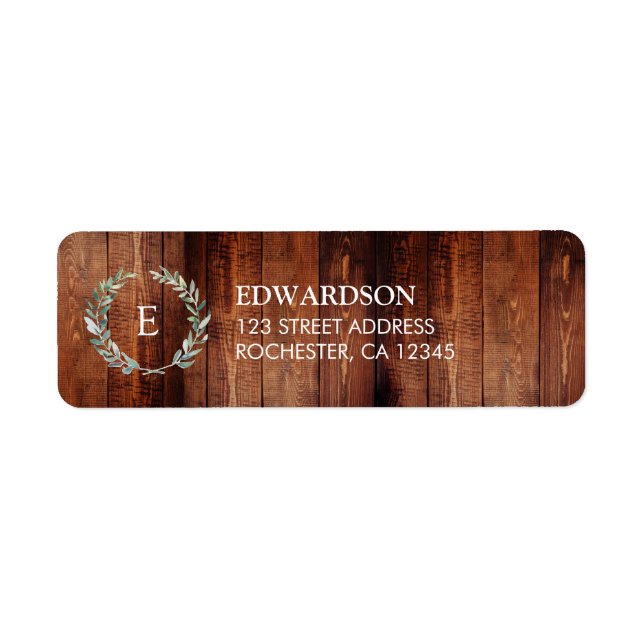 Rustic barn woom watercolor leaves monogrammed (Front)