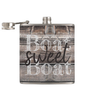 rustic barnwood BOAT SWEET BOAT Hip Flask