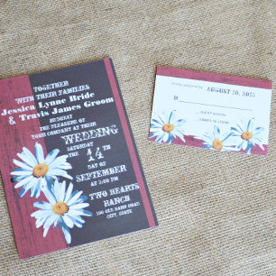 Rustic Barnwood Daisy Response Card