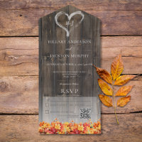 Rustic Barnwood & Fall Leaves QR Code