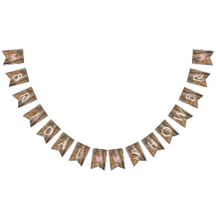 Rustic Barnwood Hearts Brown Bridal Shower Decor Bunting Flags