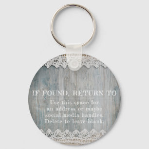 Rustic Barnwood Lace Branding Business Logo QR Keychain