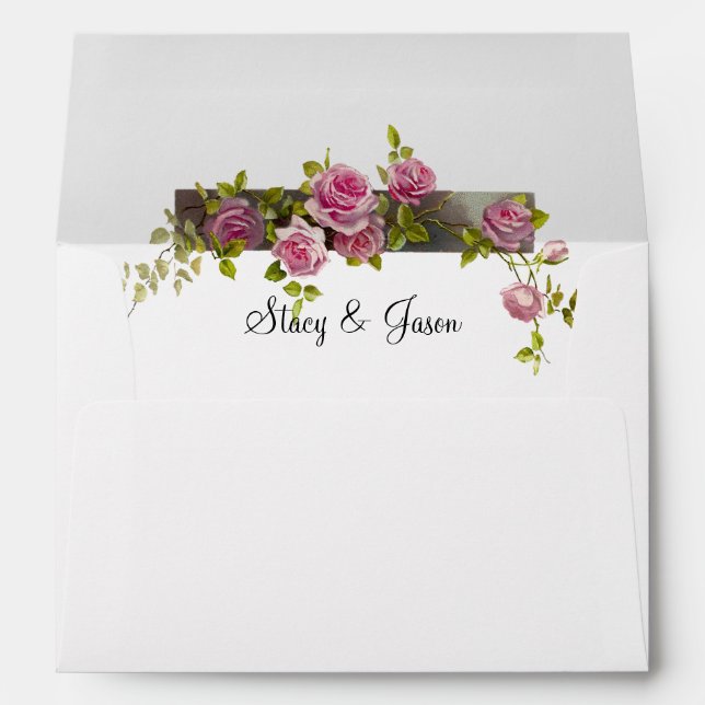 Rustic Barnwood & Lace Wedding  Envelope (Back (Bottom))