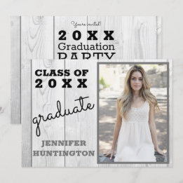 Rustic Barnwood Photo 2025 Graduation Party Invitation