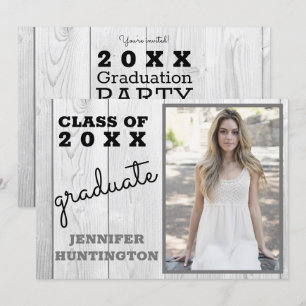 Rustic Barnwood Photo 2025 Graduation Party Invitation