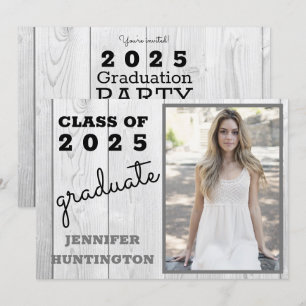 Rustic Barnwood Photo 2025 Graduation Party Invitation