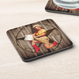 rustic BarnWood texas star western country cowgirl Coaster