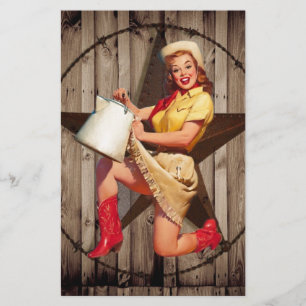 rustic BarnWood texas star western country cowgirl Stationery