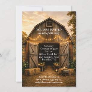 Rustic Barnyard Birthday Invitation