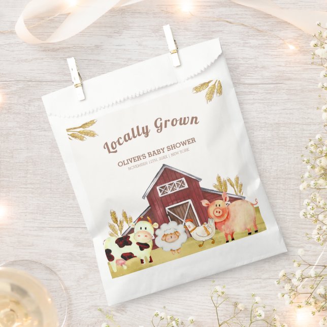 Rustic Barnyard Farm Animals Baby Shower Favour Bag (Clipped)