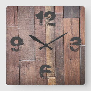 Rustic Barnyard  Wood. Square Wall Clock