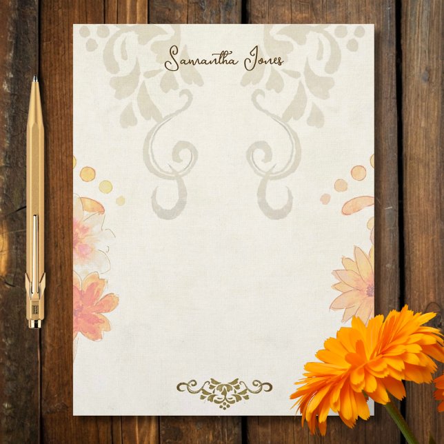 Rustic Baroque Floral Mexican Sacred Heart Letterhead (Creator Uploaded)