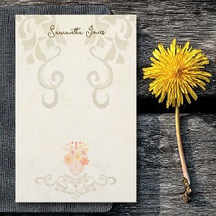 Rustic Baroque Floral Mexican Sacred Heart Stationery