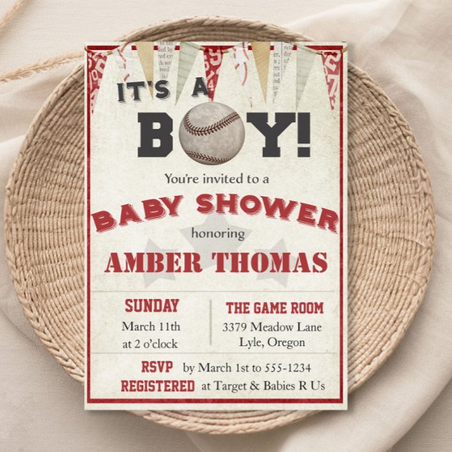 Rustic Baseball Baby Boy Shower Invitation (Creator Uploaded)