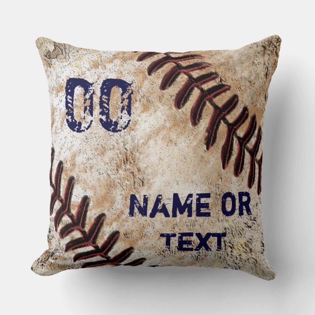 Rustic Baseball Throw Pillow, Personalized Throw Pillow (Front)