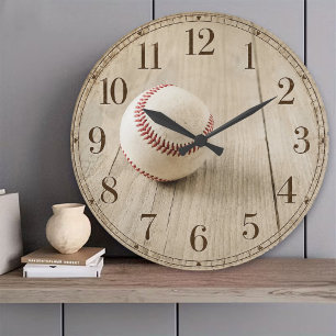 Rustic Baseball Vintage Farmhouse Sports Decor Large Clock