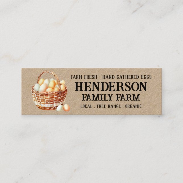 Rustic Basket Chicken Eggs Farm Business Card (Front)