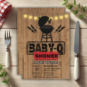 Rustic BBQ-Baby Grill Baby Shower Invitation