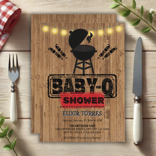Rustic BBQ-Baby Grill Baby Shower Invitation