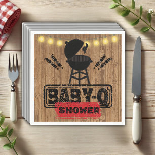 Rustic BBQ-Baby Grill Baby Shower Napkin