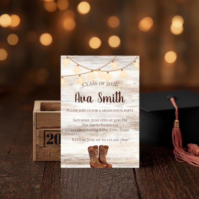 Rustic BBQ Graduation Party Invitation (Créateur téléchargé)