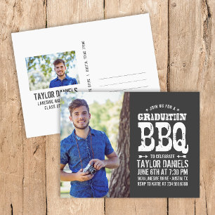 Rustic BBQ Graduation Party Invitation Postcard