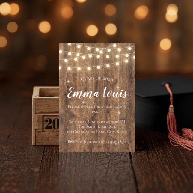 Rustic BBQ Graduation Party Invitation with Photo (Créateur téléchargé)