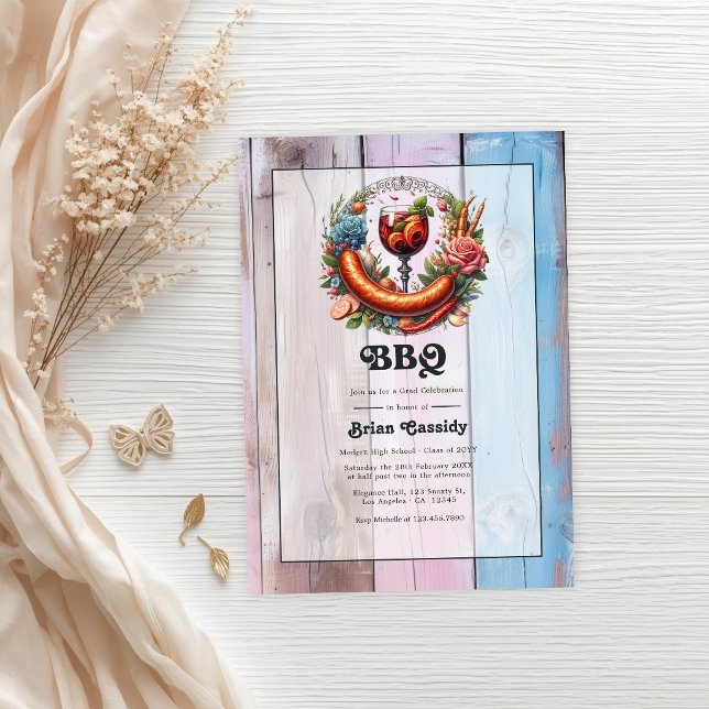 Rustic BBQ Graduation Party Photo Invitation (Rustic BBQ Graduation Party Photo Invitation)