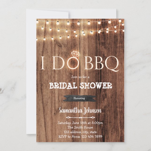 Rustic bbq I do bridal shower invitation (Front)