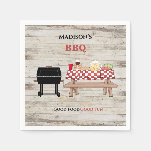 Rustic BBQ Picnic Personalized Paper  Napkin (Front)