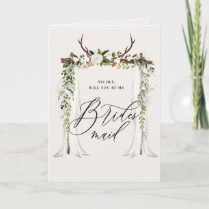 Rustic be my bridesmaid card