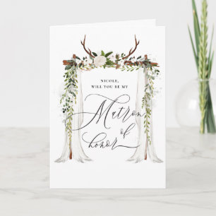 Rustic be my matron of honour card