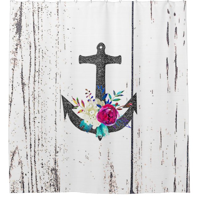 Rustic Beach Anchor & Bold Floral Summer Nautical (Front)