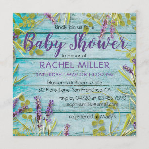 Rustic Beach Chic Lavender Baby Shower Invitation