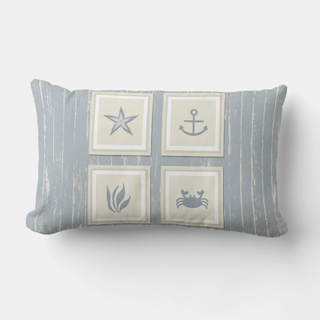 Rustic Beach Decor Lumbar Pillow (Front)