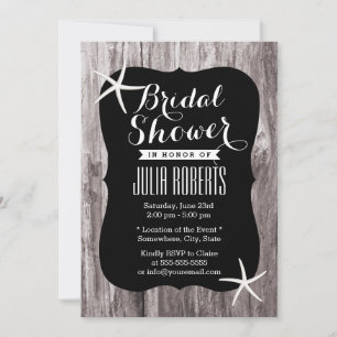 Rustic Beach Driftwood Bridal Shower Invitations