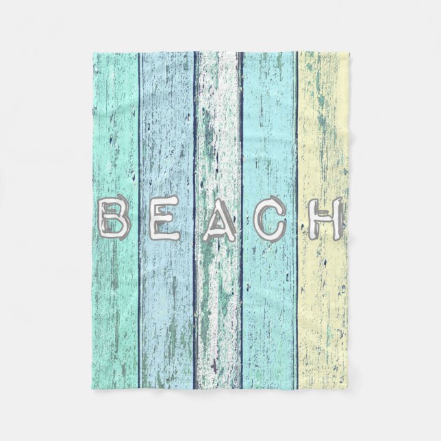 Rustic Beach Driftwood Fleece Blanket (Front)