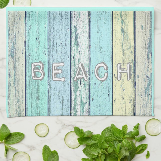 Rustic Beach Driftwood Kitchen Towel (Folded)