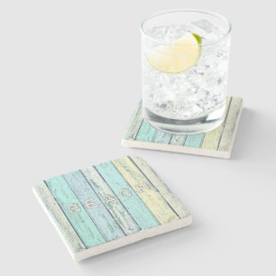 Rustic Beach Driftwood Stone Coaster