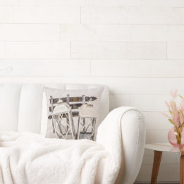 Rustic Beach House Lanterns on Sand Throw Pillow